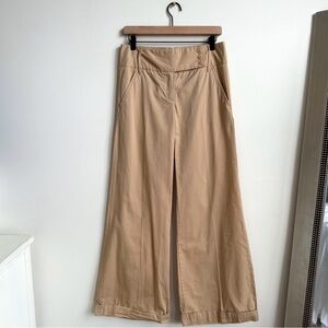 Vintage Women’s Khaki Tan Cotton Mid Rise Wide Leg Trouser Dress Pants 32x33